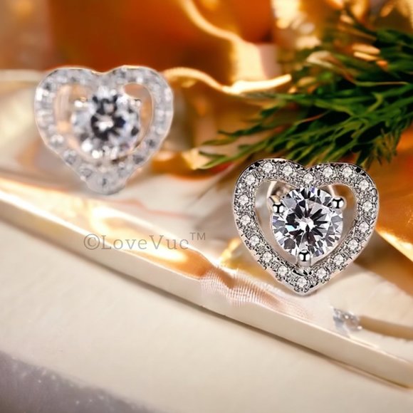 Certified 1ct. t.w. Diamond Heart Frame Halo Stud Earrings VVS1 GRA Certified - Picture 8 of 16